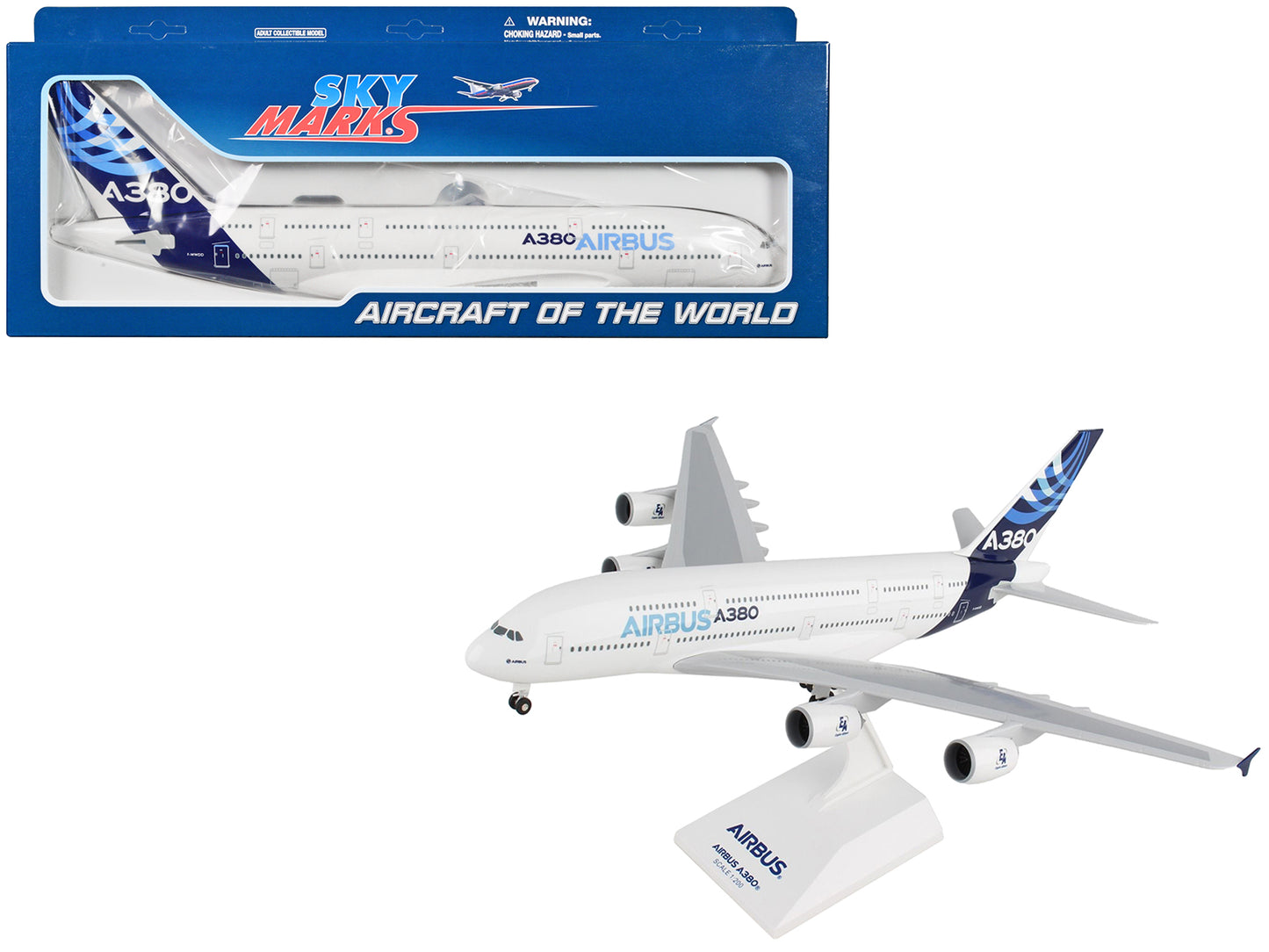 Airbus A380-800 Commercial Aircraft "Airbus" (F-WWDD) White with Dark Blue Tail (Snap-Fit) 1/200 Plastic Model by Skymarks