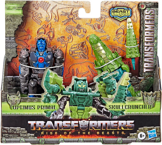 Transformers Rise Of The Beasts Combiner 2-Pack Optimus Primal & Skullcruncher Action Figure Toy