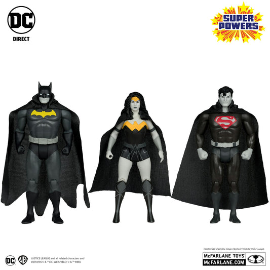 DC Super Powers 3-Pack Superman & Wonder Woman & Batman (B&W with accent)(GOLD LABEL)