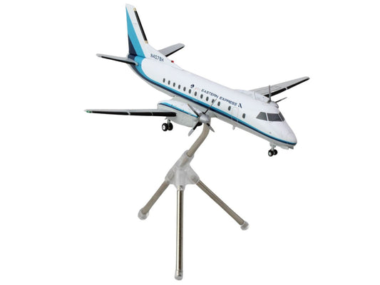 Saab 340A Commercial Aircraft "Eastern Express/Bar Harbor" (N407BH) White with Blue Stripes "Gemini 200" Series 1/200 Diecast Model Airplane by GeminiJets