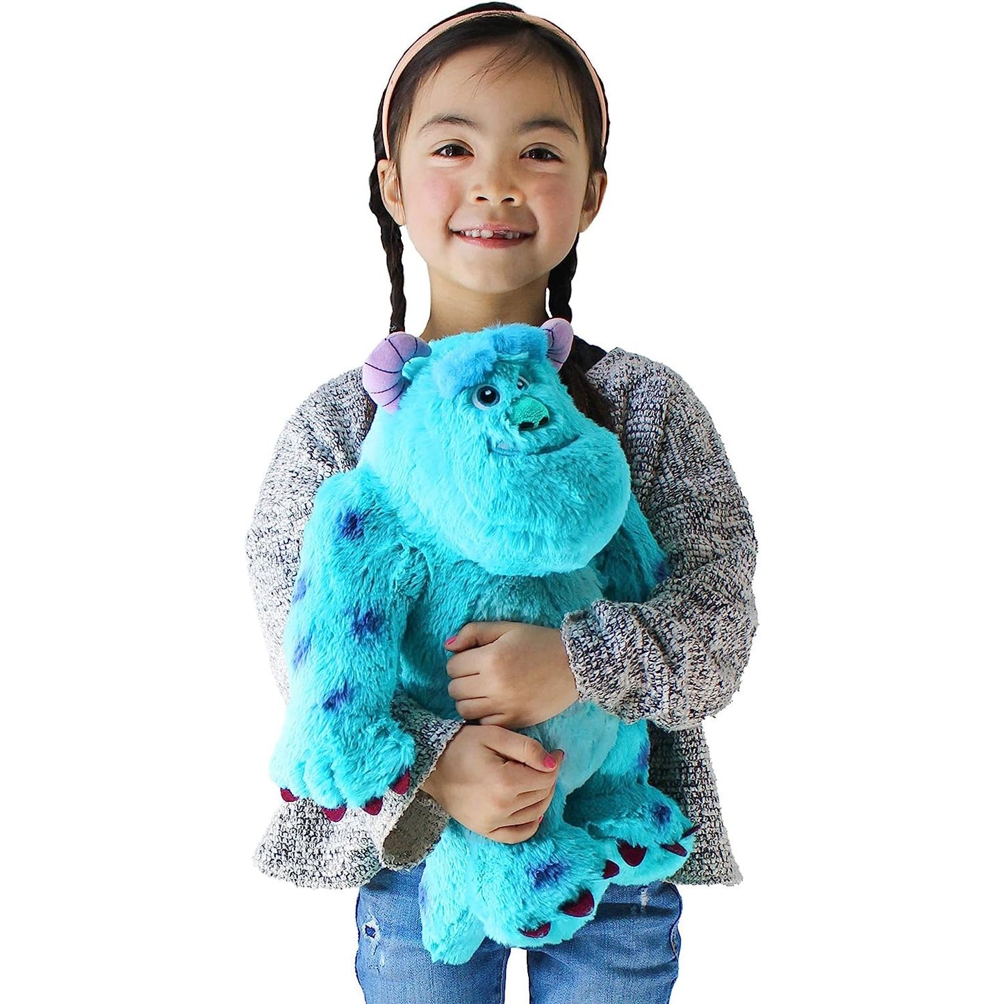 Disney - Pixar - Monsters Inc. - Soft Plush Sulley - 14Inch in hand of girl - Heretoserveyou
