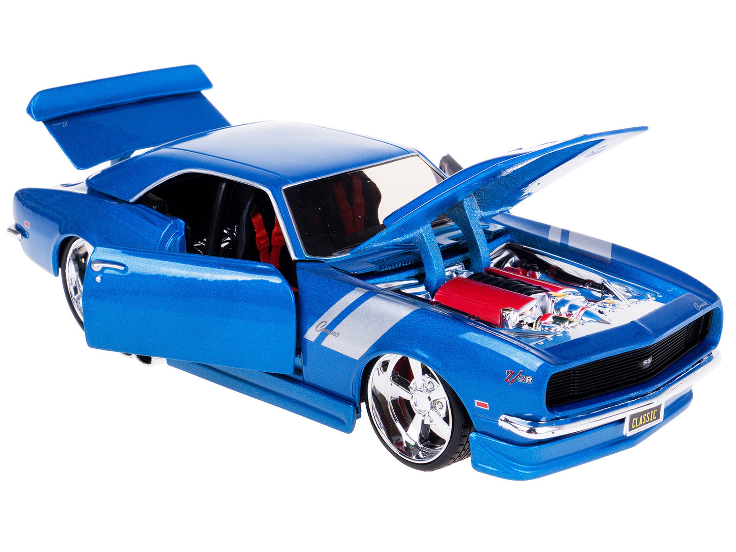 1968 Chevrolet Camaro Z/28 Blue Metallic with Silver Stripes "Classic Muscle" Series 1/24 Diecast Model Car by Maisto