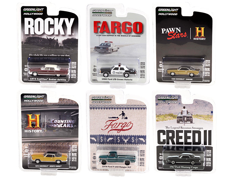 "Hollywood Series" Set of 6 pieces Release 35 1/64 Diecast Model Cars by Greenlight