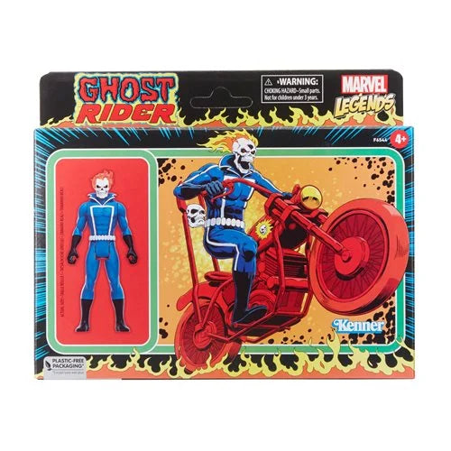 Marvel Legends Retro 375 Collection Ghost Rider 3 3/4-Inch Action Figures with Motorcycle