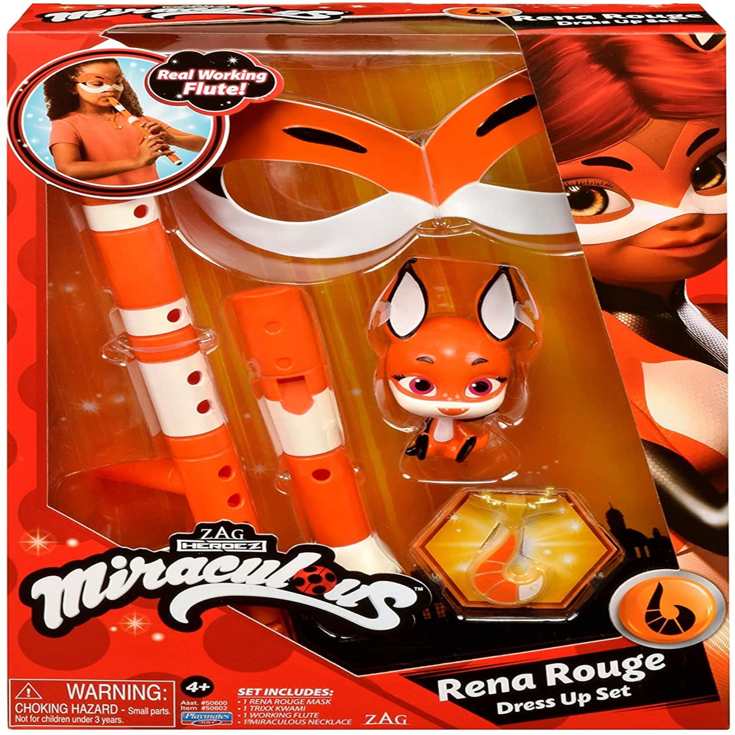 Miraculous Ladybug Rena Rouge Dress Up Set with Flute, kwami, mask and ...