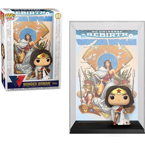 Funko Pop! Wonder Woman 80th Rebirth on Throne Pop! Comic Cover with Figure - Action & Toy Figures Heretoserveyou