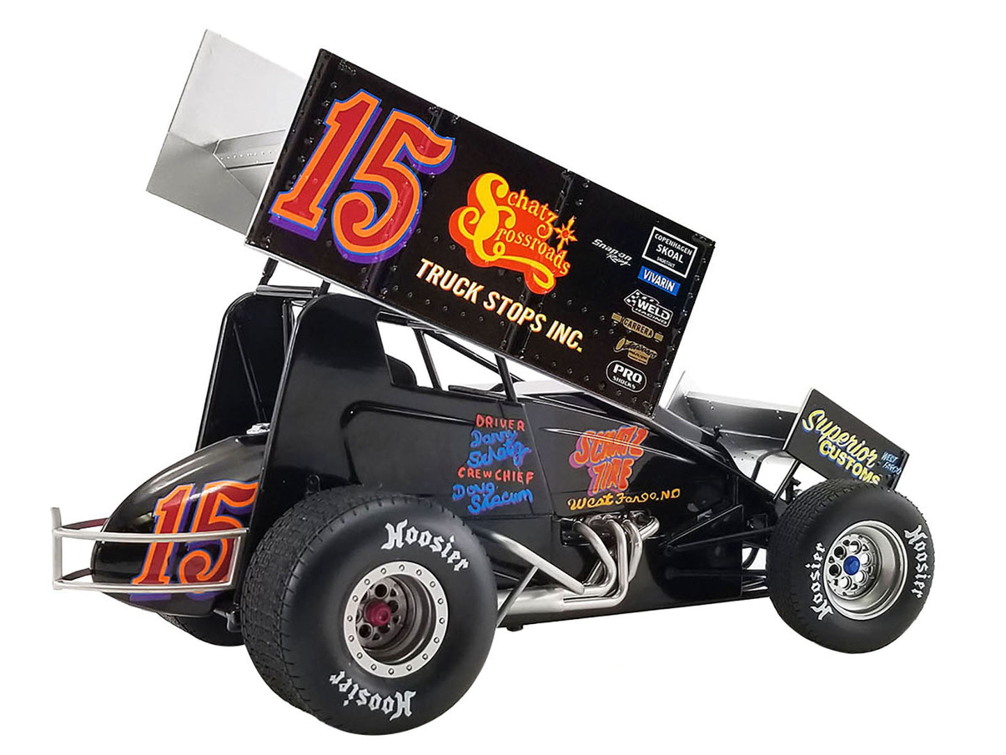 Winged Sprint Car #15 Donny Schatz "Schatz Crossroads Truck Stops Inc." First 410 Sprint Win "Northern Outlaw Sprint Association" (1994) 1/18 Diecast Model Car by ACME