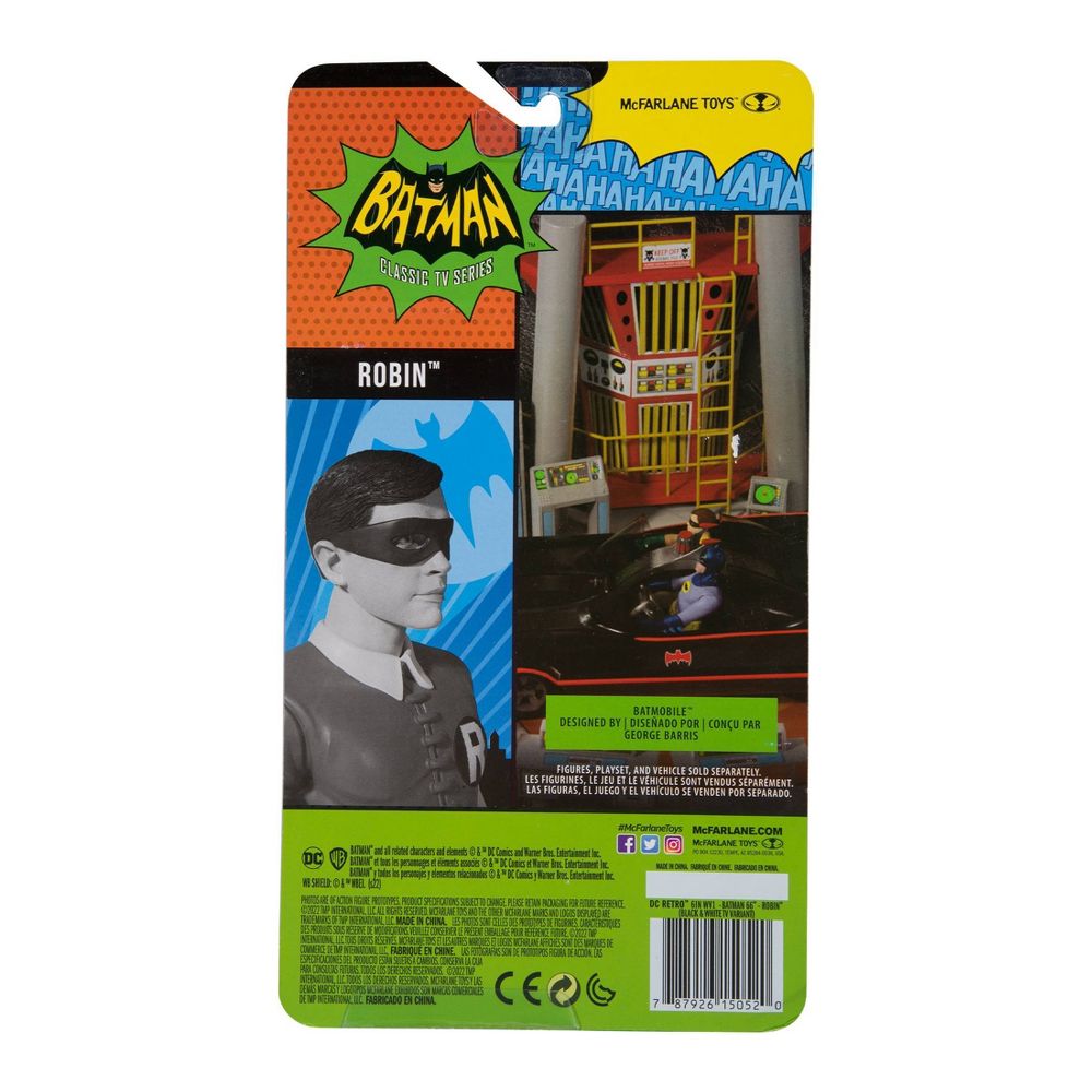 DC Retro Batman 66 6" Figure - Robin (Black and White TV Variant) Action Figure Toy