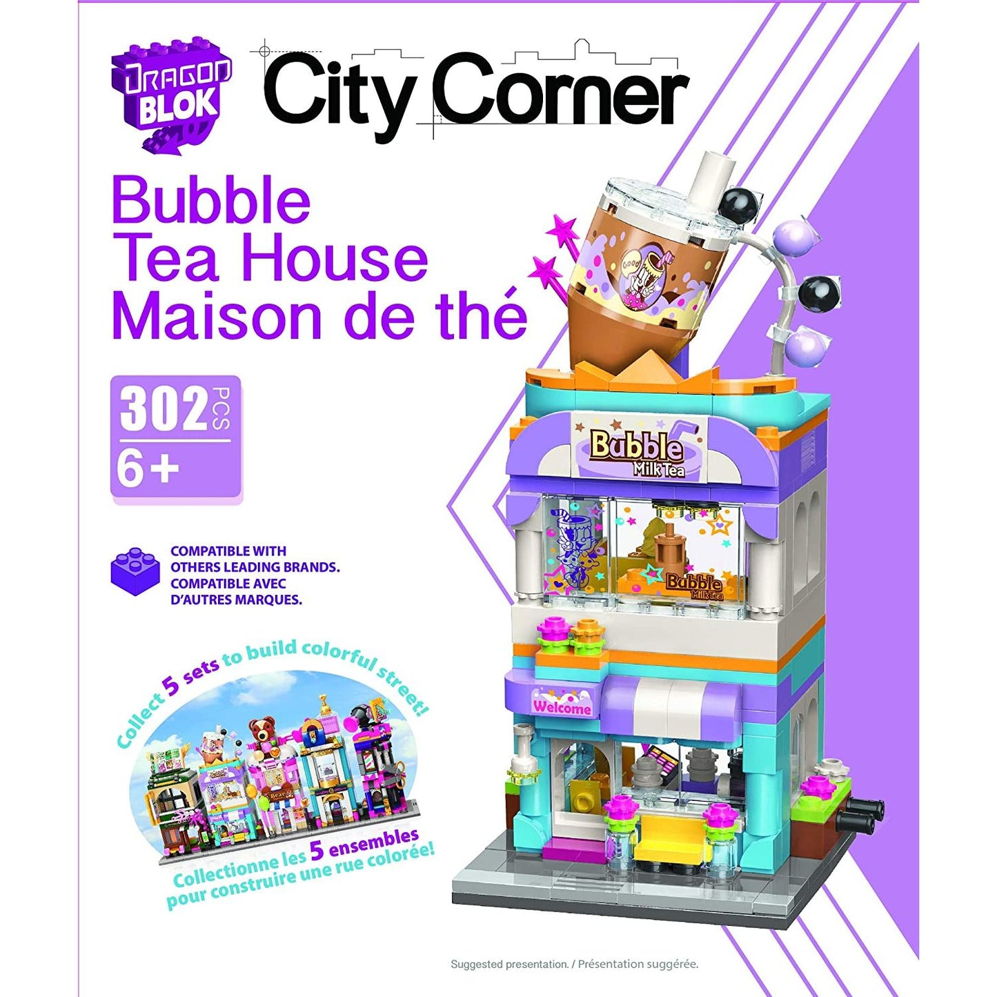 Dragon Blok - City Corner - Bubble Tea House - 302 Pieces Toy Building Set