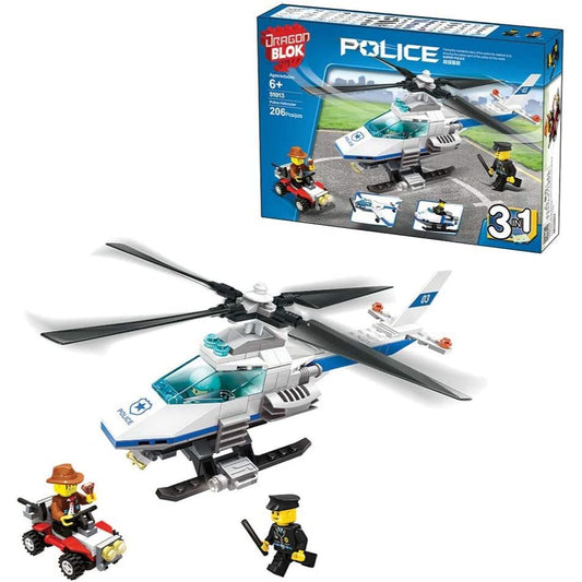 Dragon Blok - Police - Helicopter 3 in 1 Building Set - 206 Pieces