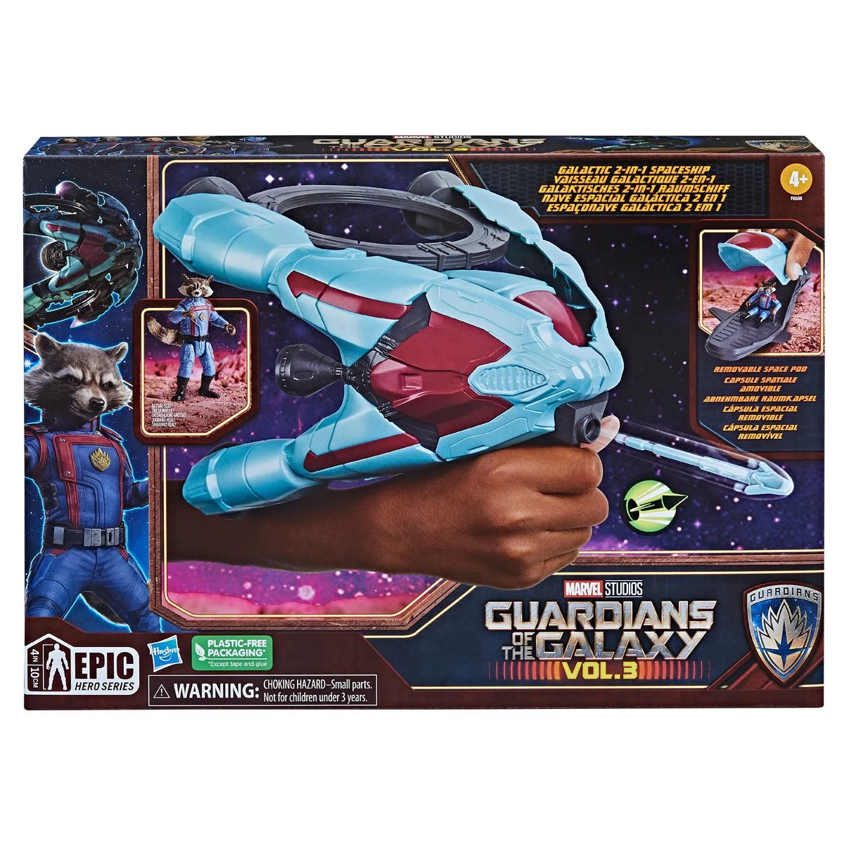 Marvel Guardians of The Galaxy Vol. 3 Galactic Spaceship, Marvel’s Rocket Action Figure with Vehicle and Blaster
