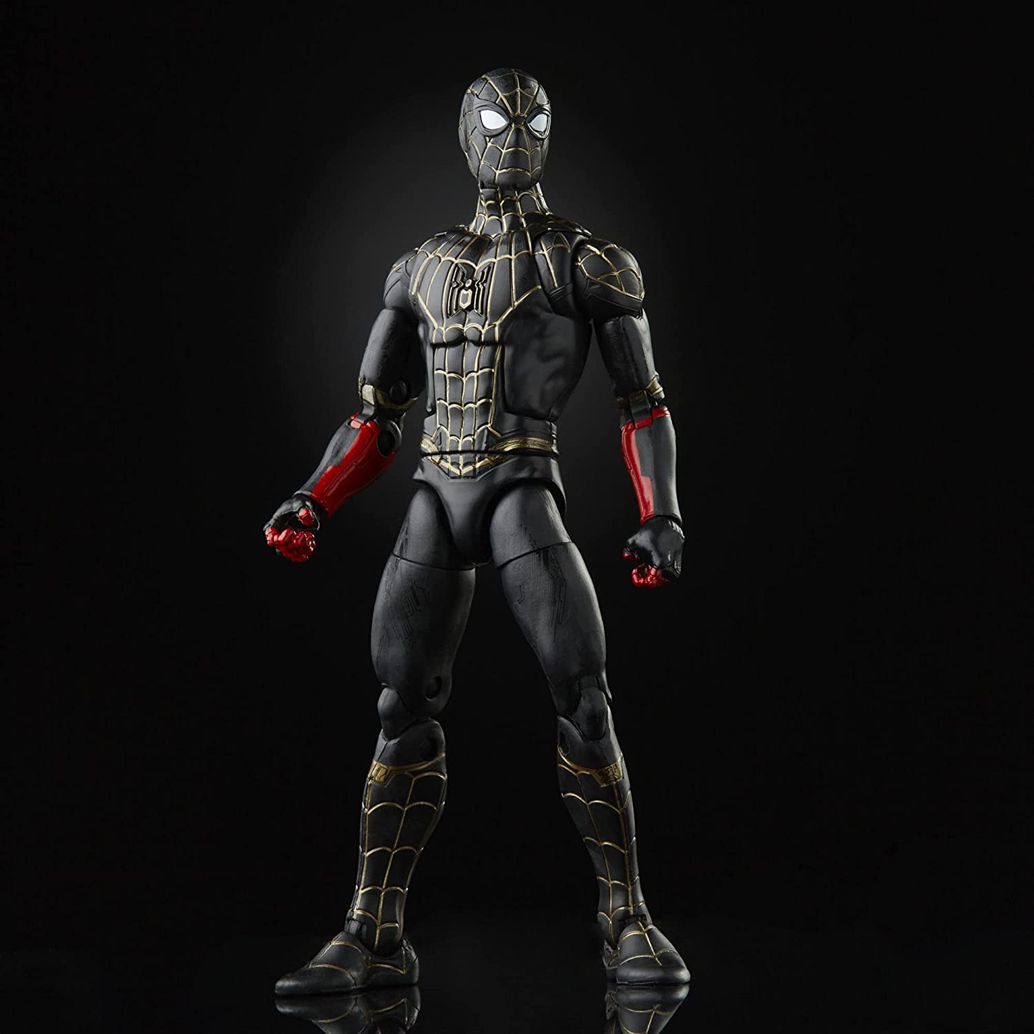 Marvel Legends Series Black & Gold Suit Spider-Man 6-inch Collectible Action Figure Toy, 2 Accessories and 1 Build-A-Figure Part(s) - Action & Toy Figures Heretoserveyou