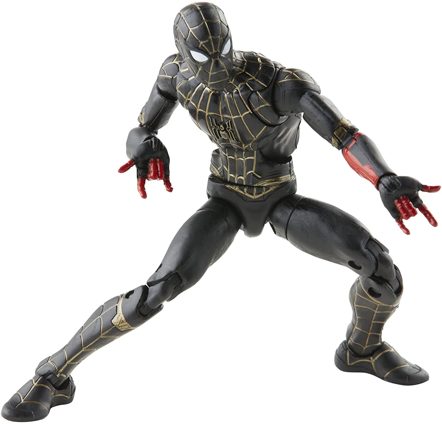 Marvel Legends Series Black & Gold Suit Spider-Man 6-inch Collectible Action Figure Toy, 2 Accessories and 1 Build-A-Figure Part(s) - Action & Toy Figures Heretoserveyou