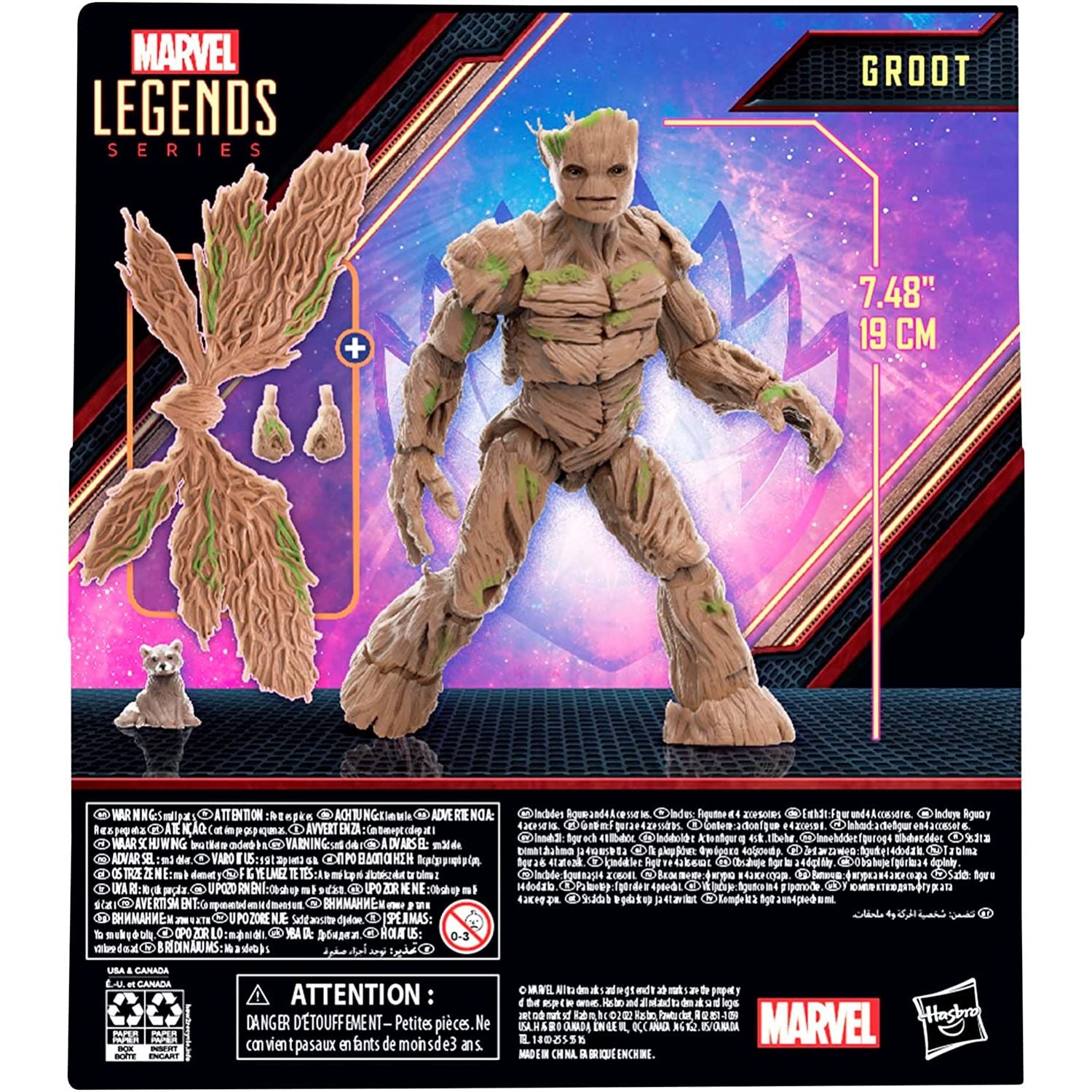 Guardians of the Galaxy Vol. 3 Marvel Legends Groot 6-Inch Action Figure Box Back View - Heretoserveyou