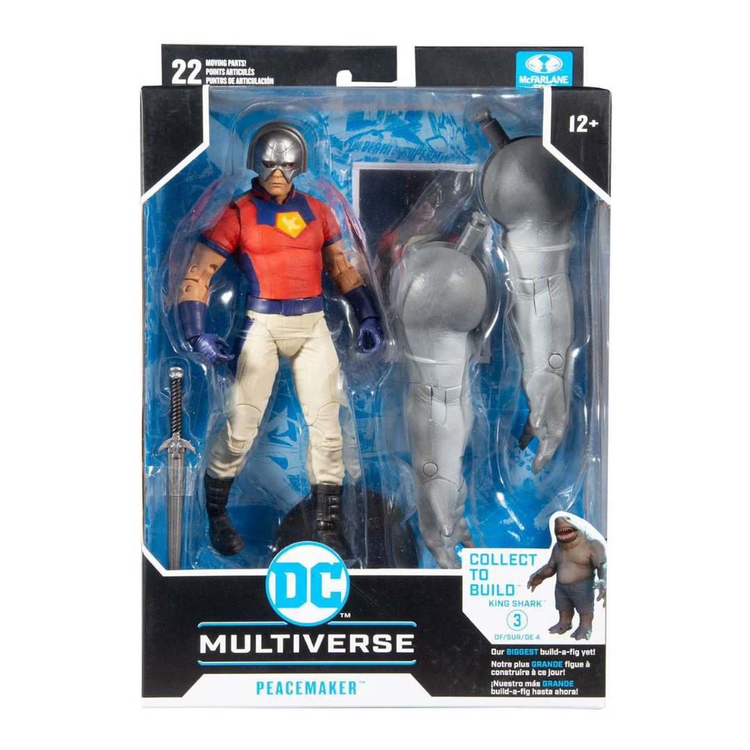 McFarlane Toys DC Multiverse Suicide Squad Peacemaker 7 Inch Action Figure with Build-A-King Shark Pieces - Action & Toy Figures Heretoserveyou