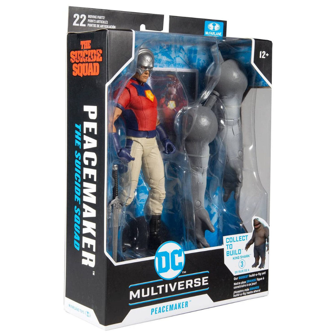 McFarlane Toys DC Multiverse Suicide Squad Peacemaker 7 Inch Action Figure with Build-A-King Shark Pieces - Action & Toy Figures Heretoserveyou