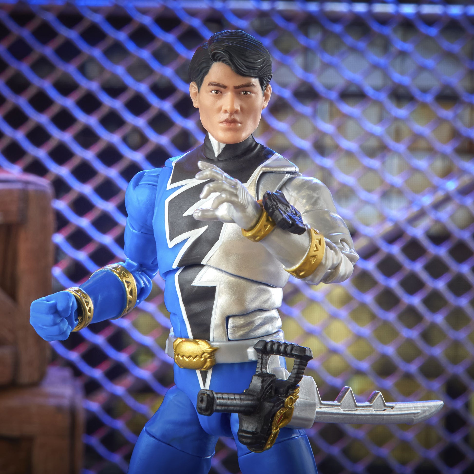 Power Rangers Lightning Collection Dino Fury Blue Ranger Figure close up look- Heretoserveyou