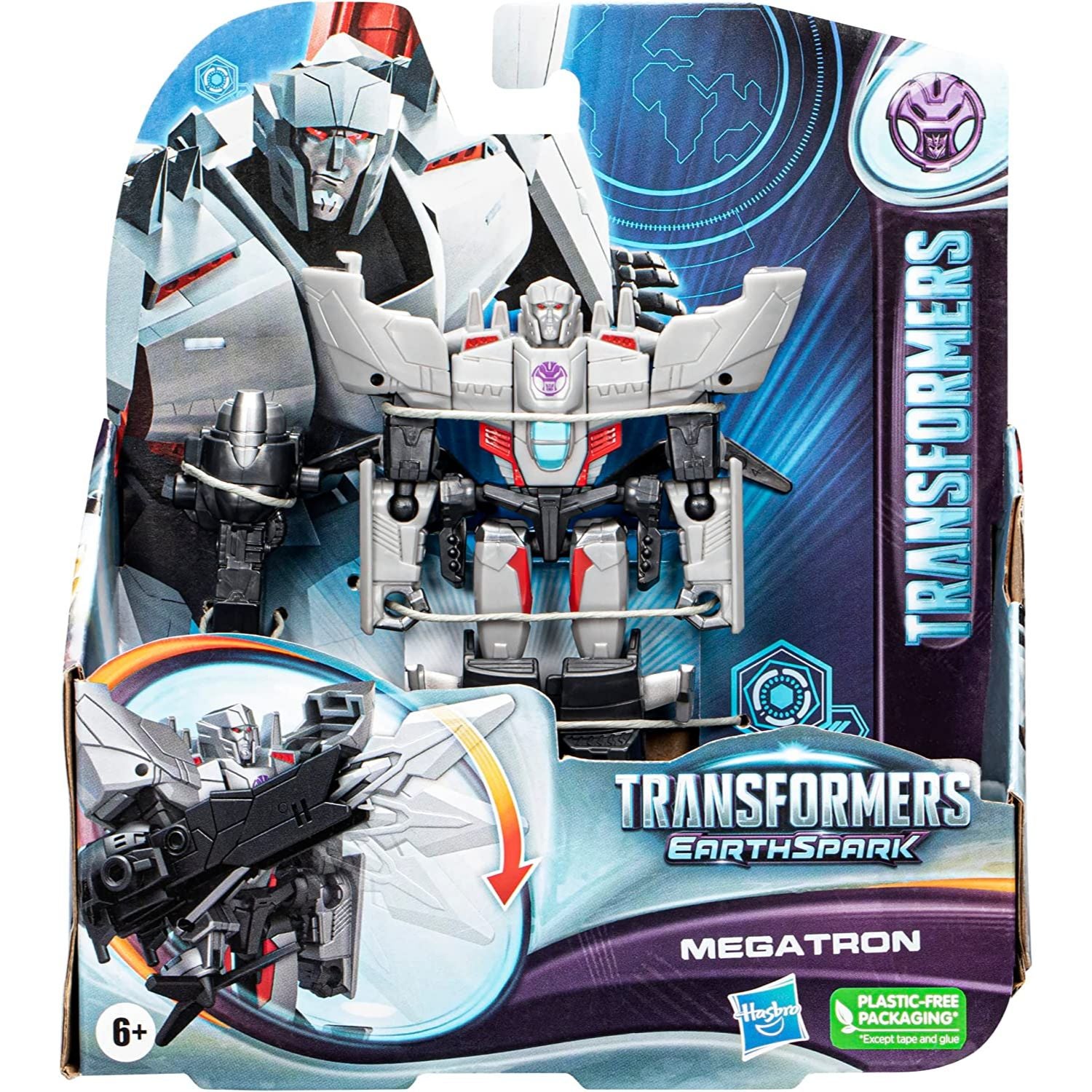 Transformers Toys EarthSpark Warrior Class Megatron Action Figure Front view