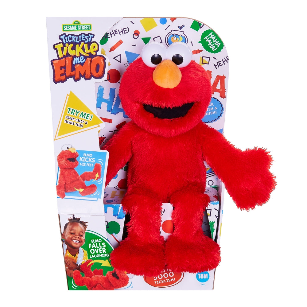 Sesame Street Tickliest Tickle Me Elmo Laughing, Talking, 14-Inch Plush Toy for Toddlers, Kids 18 Months & Up - Stuffed Animals Heretoserveyou