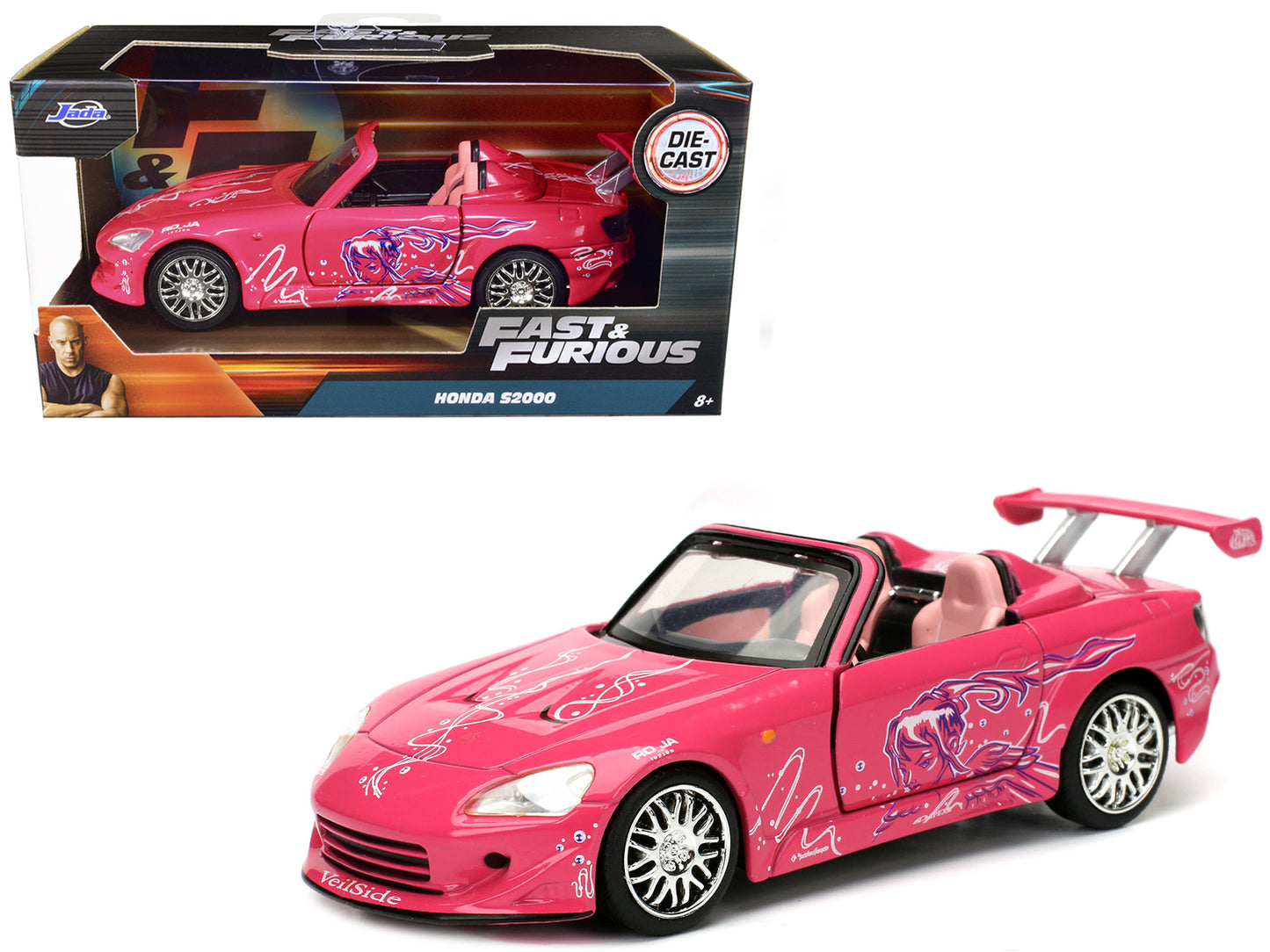 Suki's Honda S2000 Convertible Pink with Graphics "Fast & Furious" Movie 1/32 Diecast Model Car by Jada